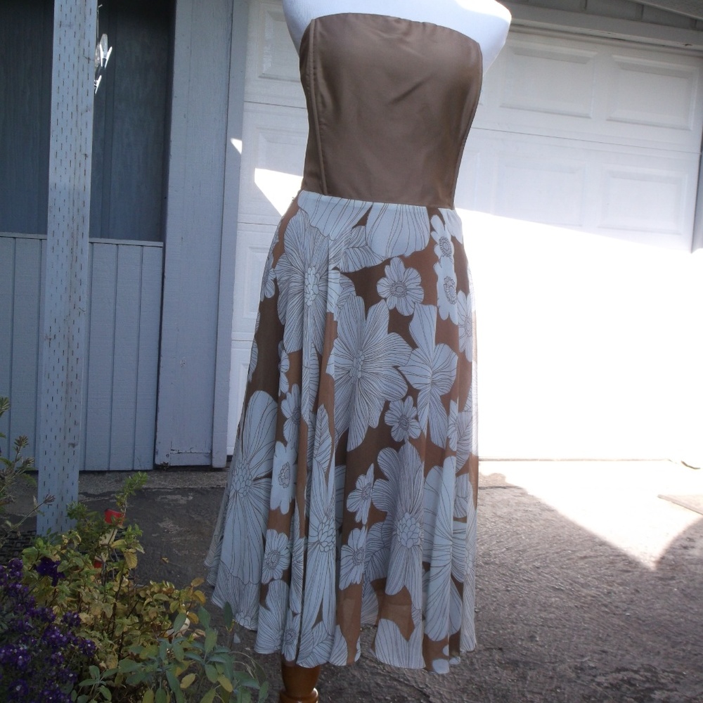 VTG Design 100% Silk full Circle strapless Dress 4